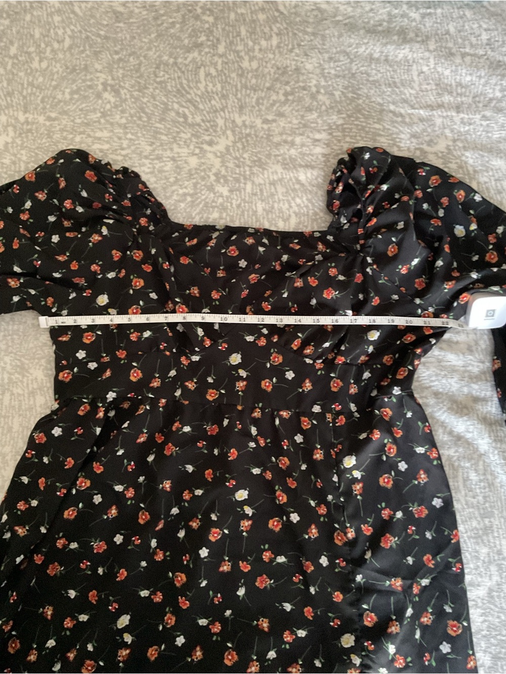 SHEIN Black Floral Midi Dress with Red Rose Print - Picture 7 of 7